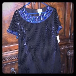 Black/Royal Blue Sequin Cocktail Dress
